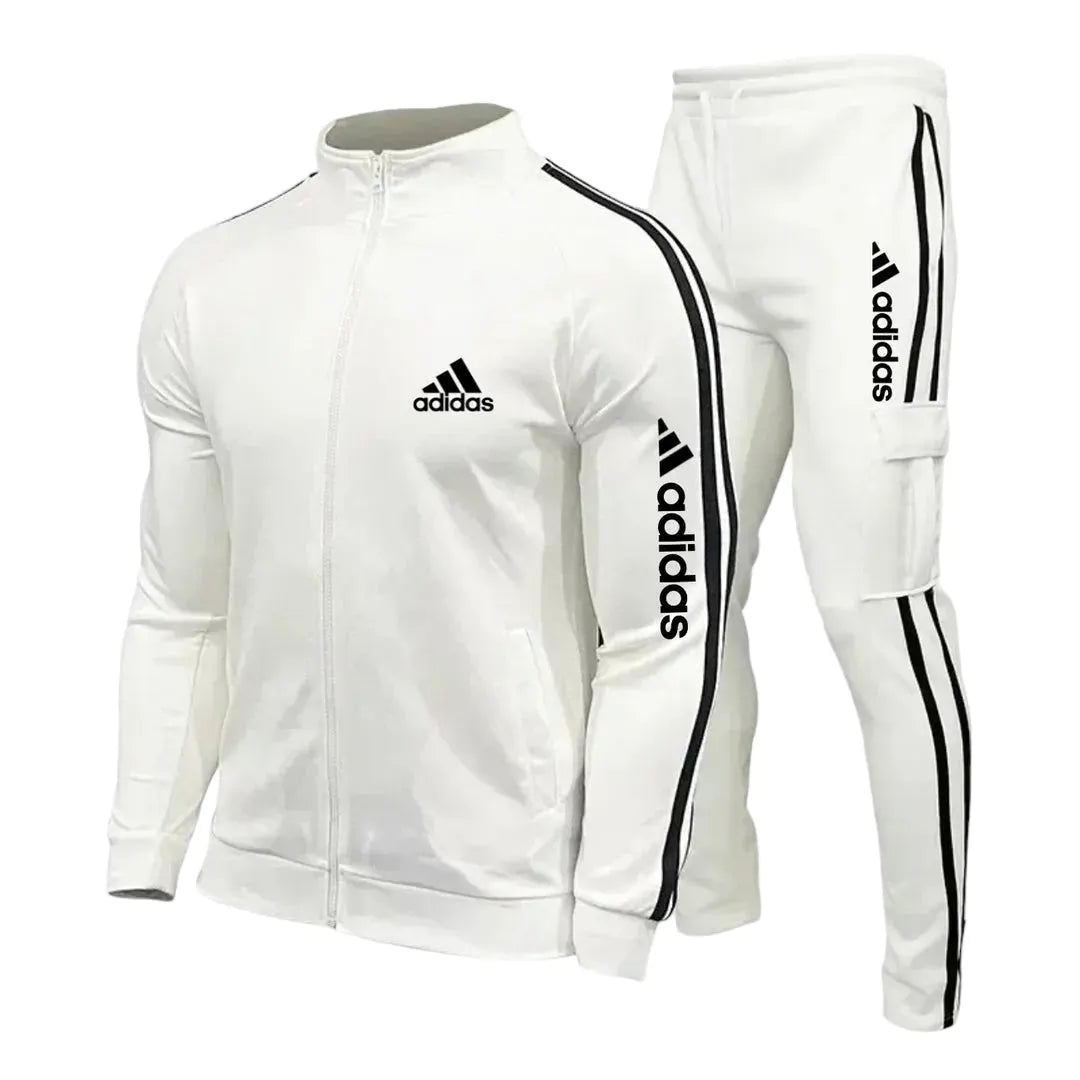 Striped Zip-Up Cargo Tracksuit Set