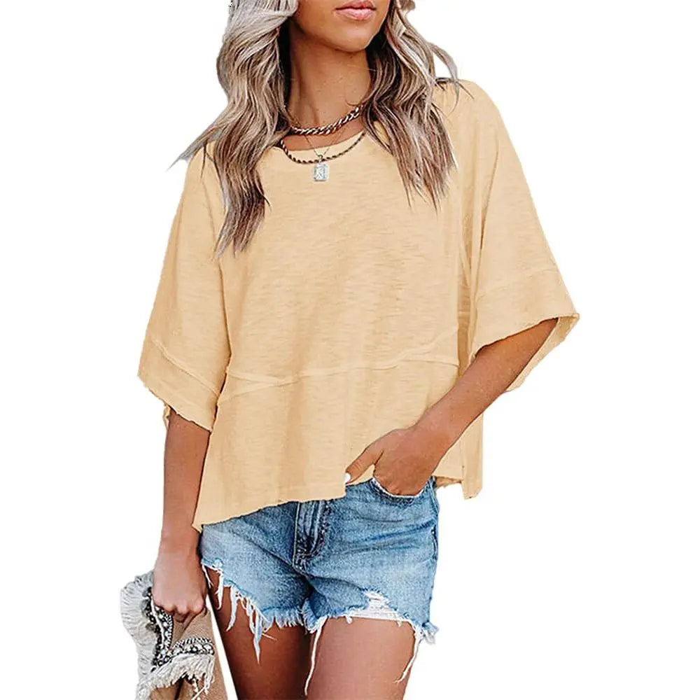 Tankaneo Batwing Oversized T-Shirt for Women, Polyester