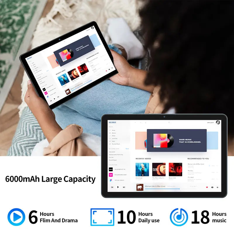 10in Back To School Android15 Tablet, 16GB(4+12)/64GB Grey+Pink Set