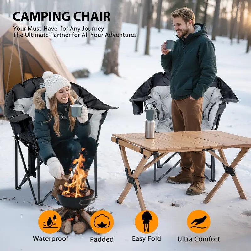 SLSY Heated Armrest Camping Chair with 3 Heat Levels, Oxford Fabric, Supports 400 lbs