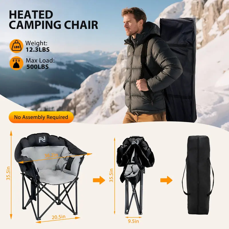 SLSY Heated Armrest Camping Chair with 3 Heat Levels, Oxford Fabric, Supports 400 lbs