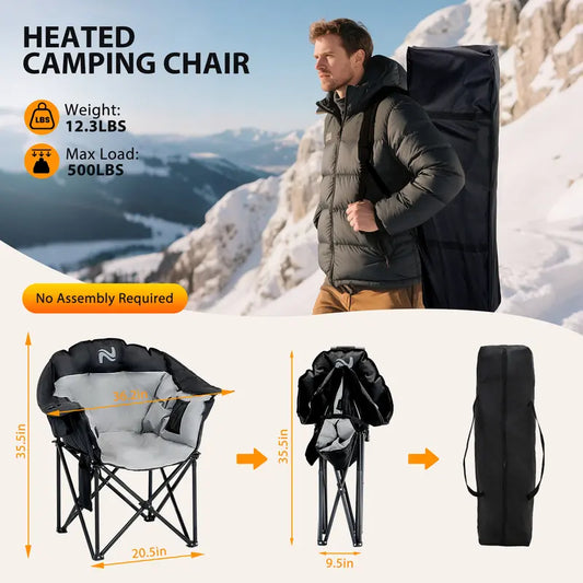 SLSY Heated Armrest Camping Chair with 3 Heat Levels, Oxford Fabric, Supports 400 lbs