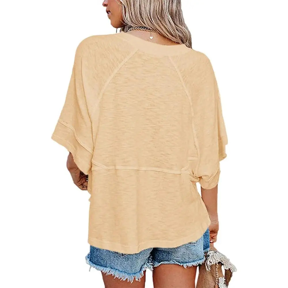 Tankaneo Batwing Oversized T-Shirt for Women, Polyester