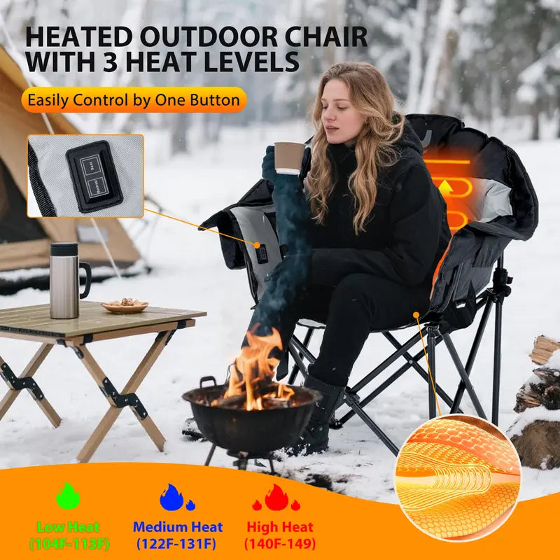 SLSY Heated Armrest Camping Chair with 3 Heat Levels, Oxford Fabric, Supports 400 lbs