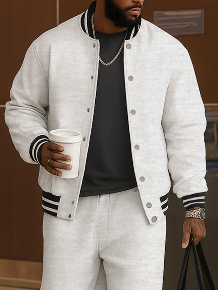 Classic Striped Trim Jacket Pants Set