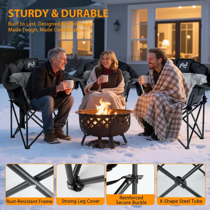 SLSY Heated Armrest Camping Chair with 3 Heat Levels, Oxford Fabric, Supports 400 lbs