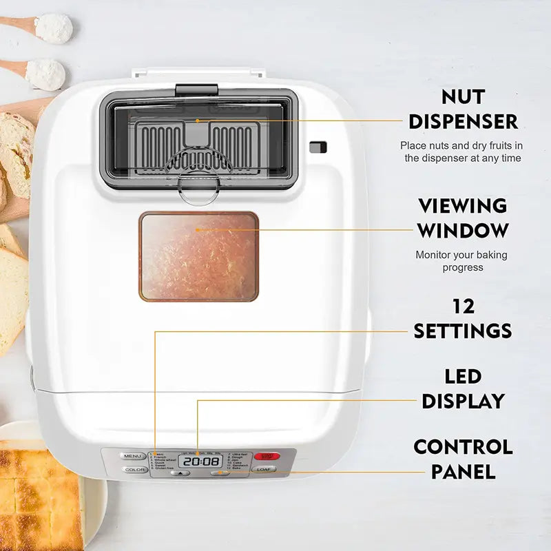 Automatic Bread Maker Machine, 12-in-1, 2LB