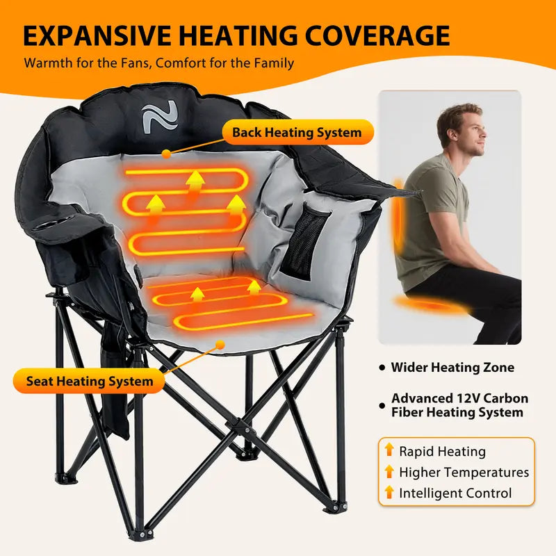 SLSY Heated Armrest Camping Chair with 3 Heat Levels, Oxford Fabric, Supports 400 lbs