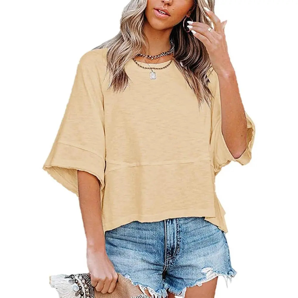 Tankaneo Batwing Oversized T-Shirt for Women, Polyester