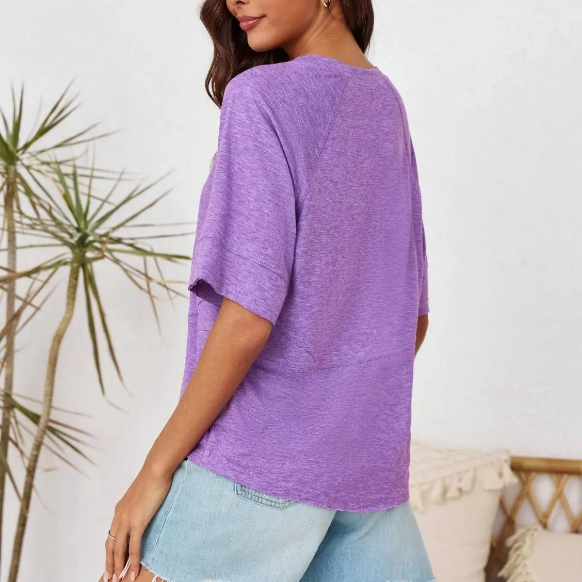 Tankaneo Batwing Oversized T-Shirt for Women, Polyester