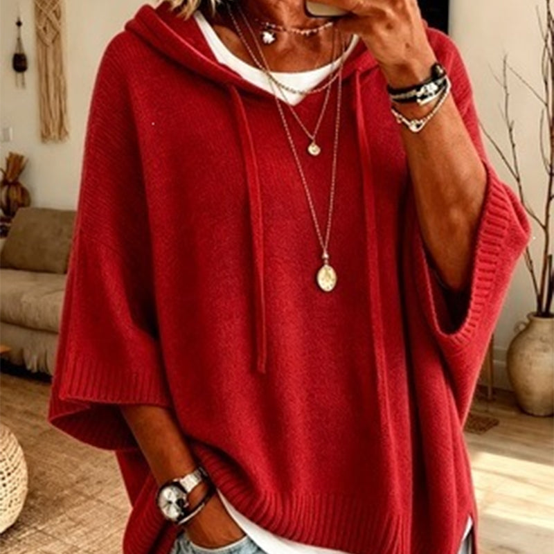 🔥Women's Hooded Drawstring Knit Pullover