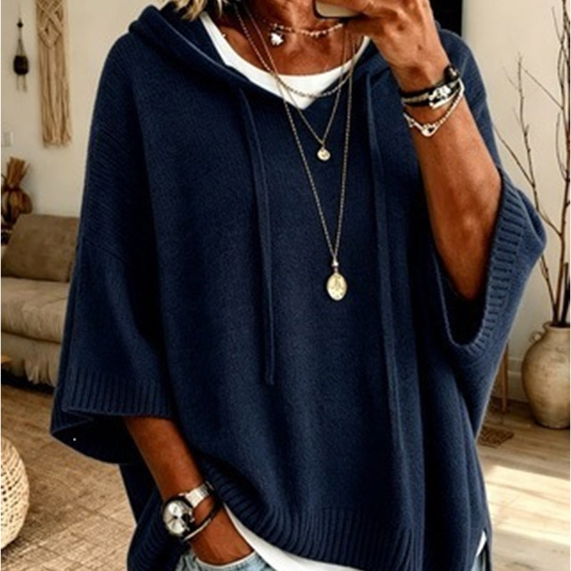 🔥Women's Hooded Drawstring Knit Pullover